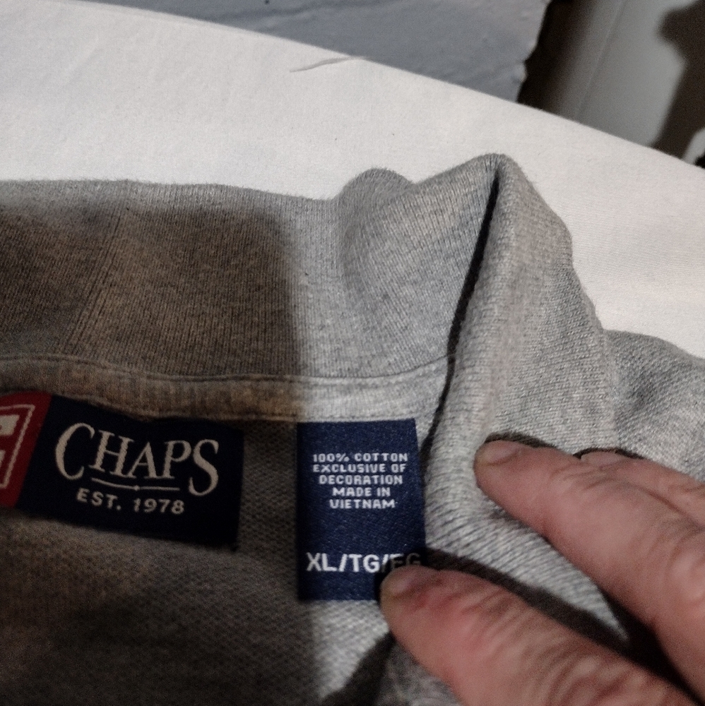 Chaps Heather Gray Cotton Pullover Short Sleeve Polo Shirt - Picture 7 of 10